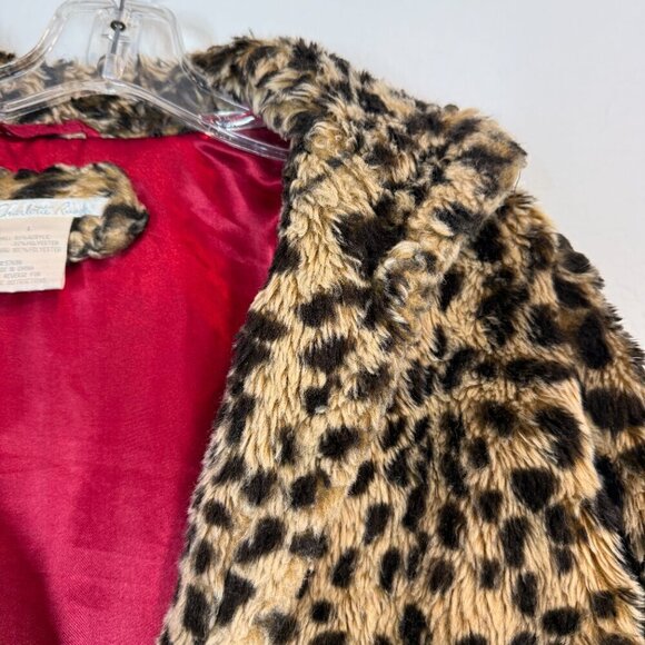 Charlotte Russe Faux Fur Coat Jacket Y2K Animal Print Retro Cozy Leopard Large - Picture 7 of 8